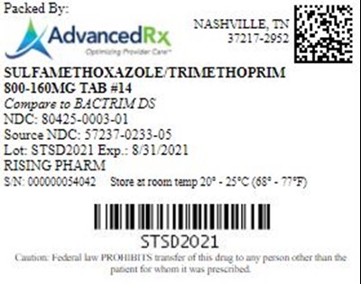 Sulfamethoxazole Trimethoprim 800 160mg Qty 14 Ndc 80425 0003